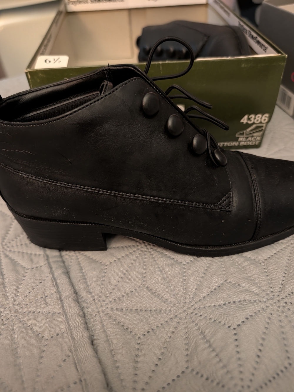Classic Black Button Lace Dress Boot